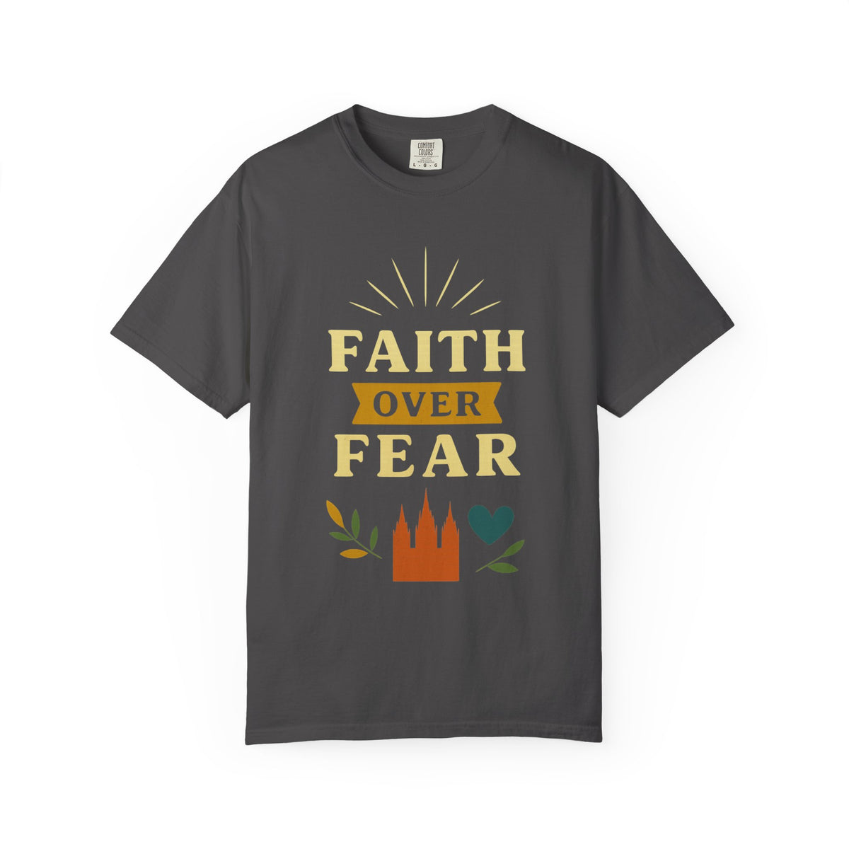 Color: Graphite | Faith Over Fear-2 Unisex Garment-Dyed T-shirt