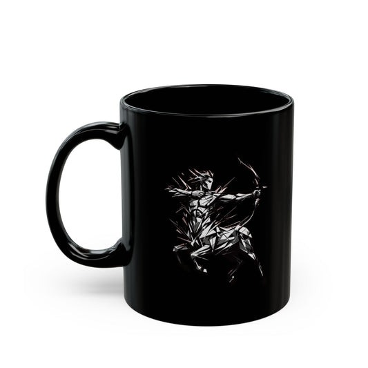 "Sagittarius The Archer Centaur" Black Ceramic Mug — Graphic