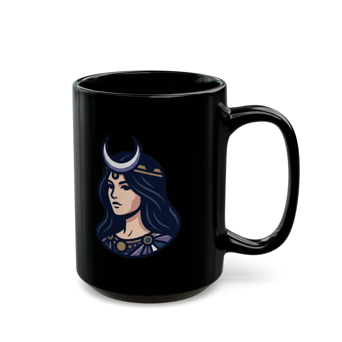 "The Cosmic Tarot (High Priestess)" Black Ceramic Mug — Graphic