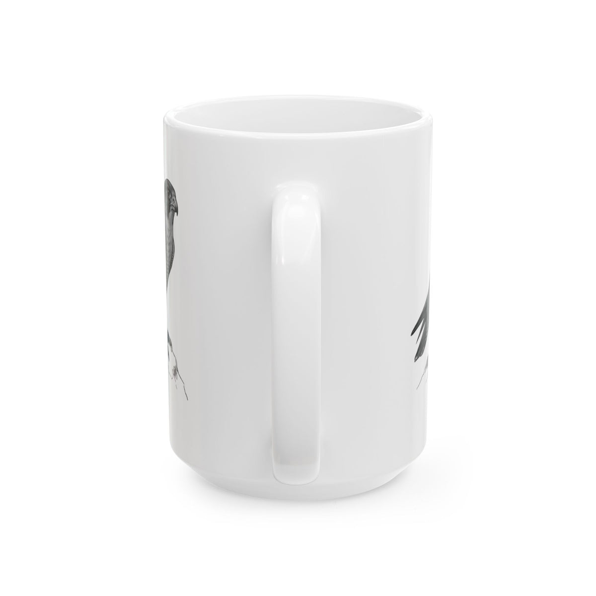 "Pencil Sketch Art Falcon" White Ceramic Mug