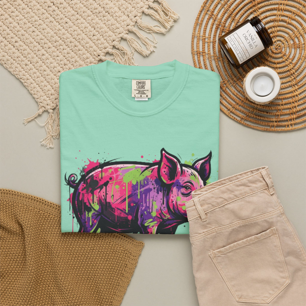 Barnyard Pig Unisex Garment-Dyed Tee