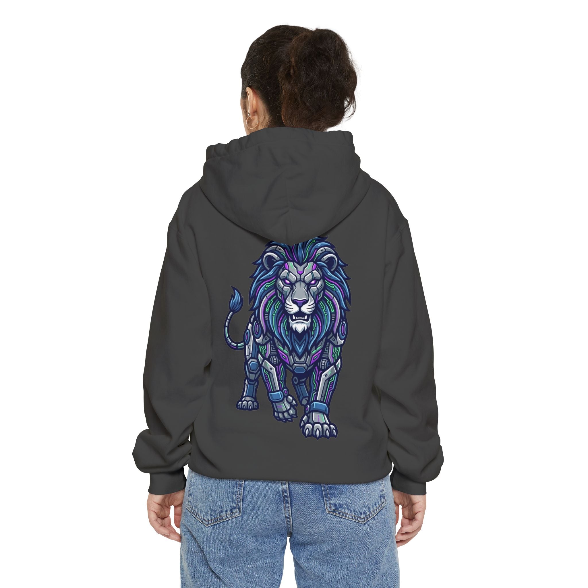 "Cyber Lion" Garment-Dyed Hoodie