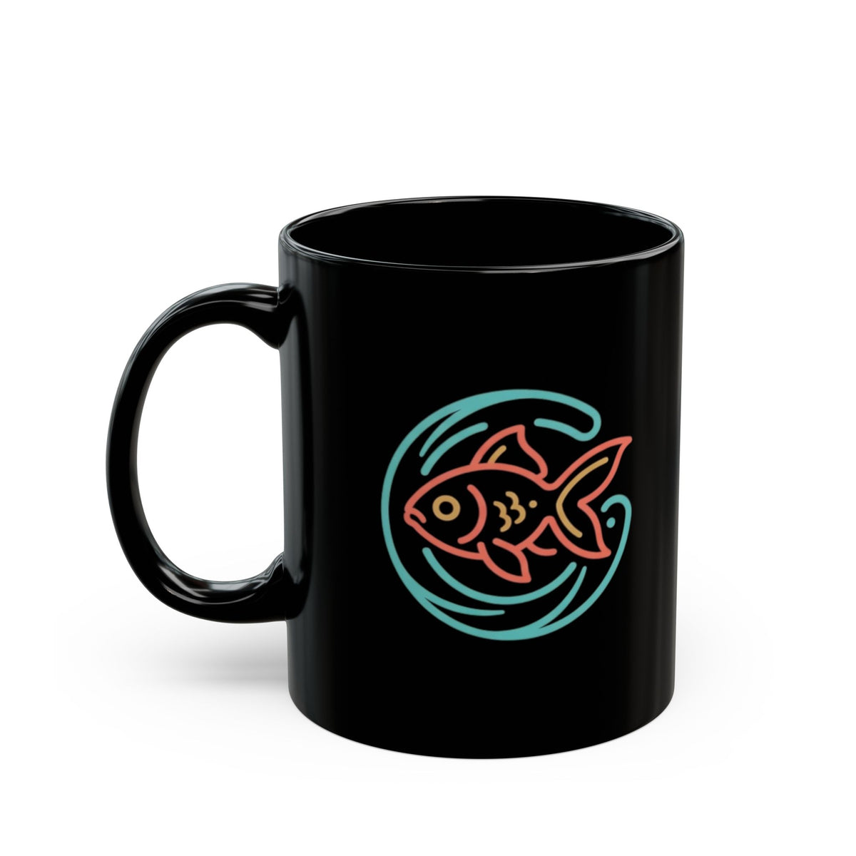 "Go Fish" Black Ceramic Mug — Graphic