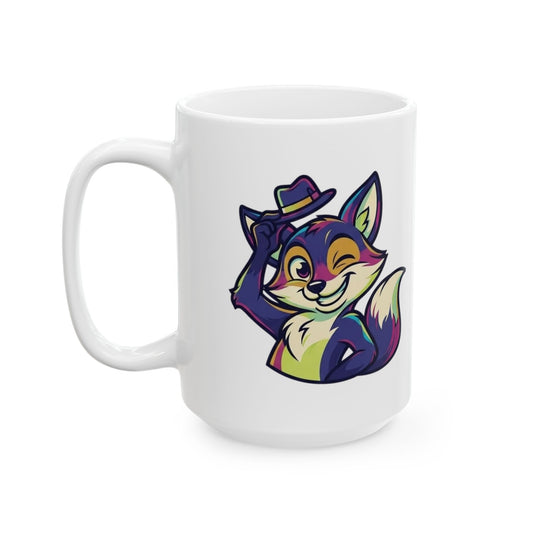 "Mischievous" White Ceramic Mug — Graphic