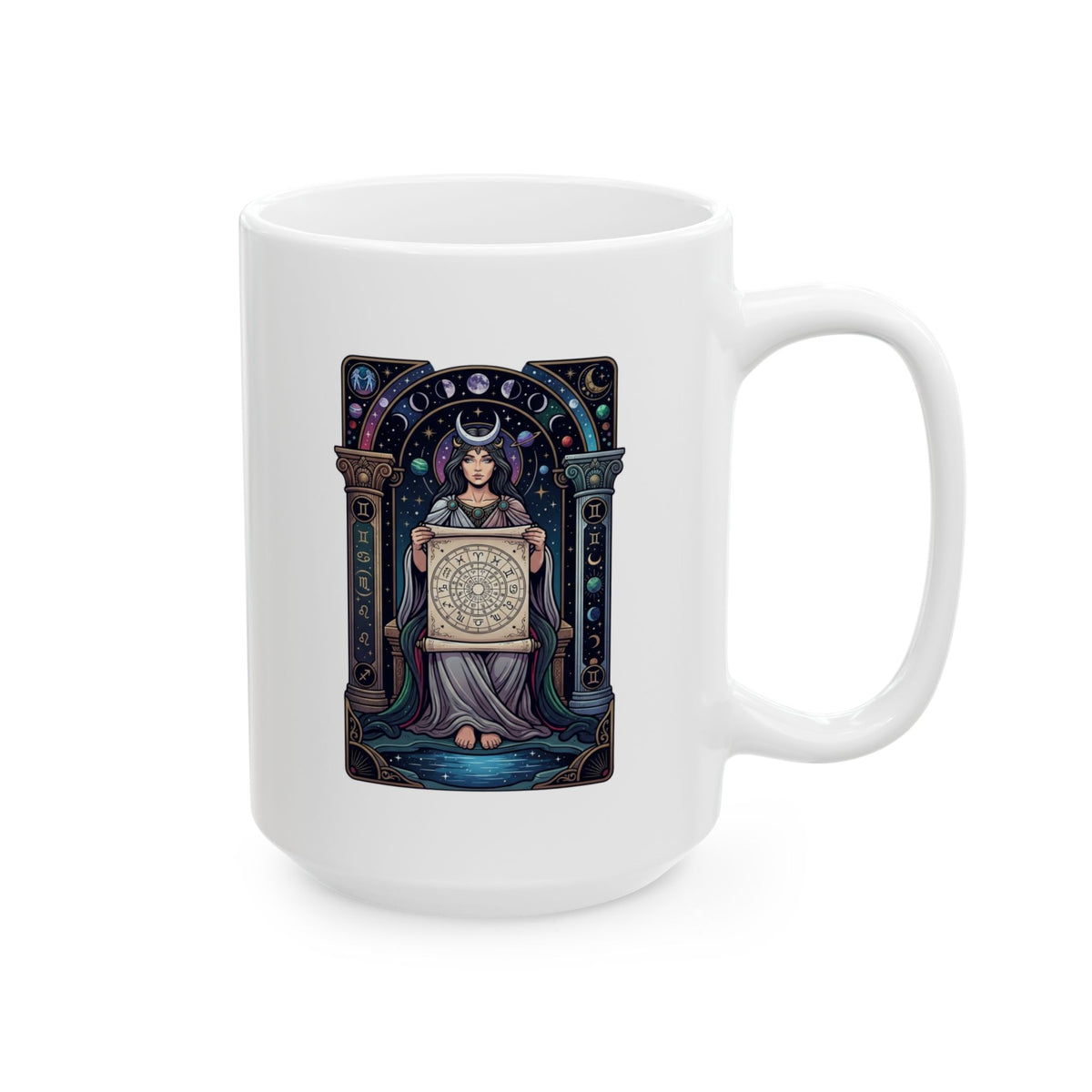 "The Cosmic Tarot (High Priestess)" White Ceramic Mug