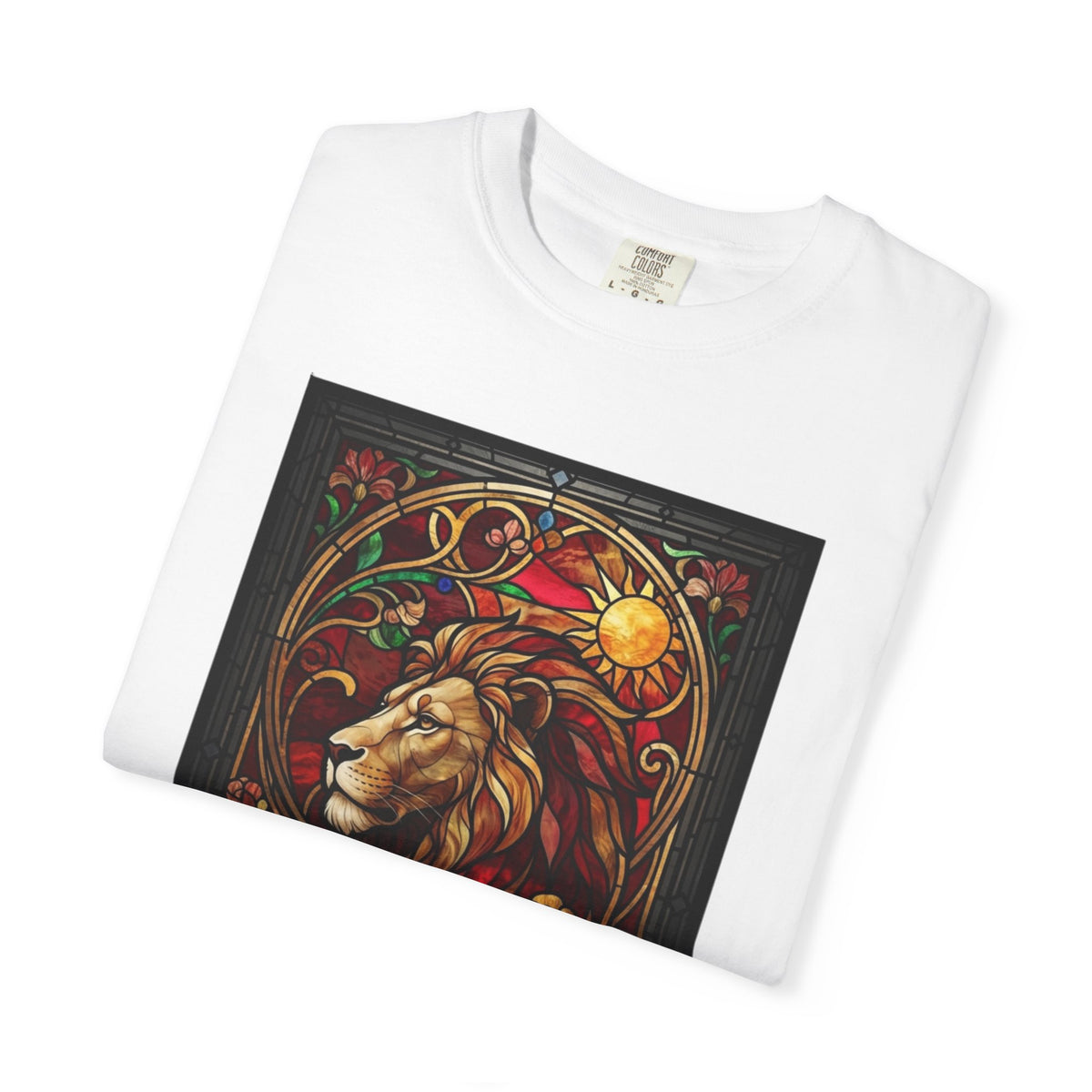 "Stained Glass Sign LEO" Unisex Garment-Dyed Tee