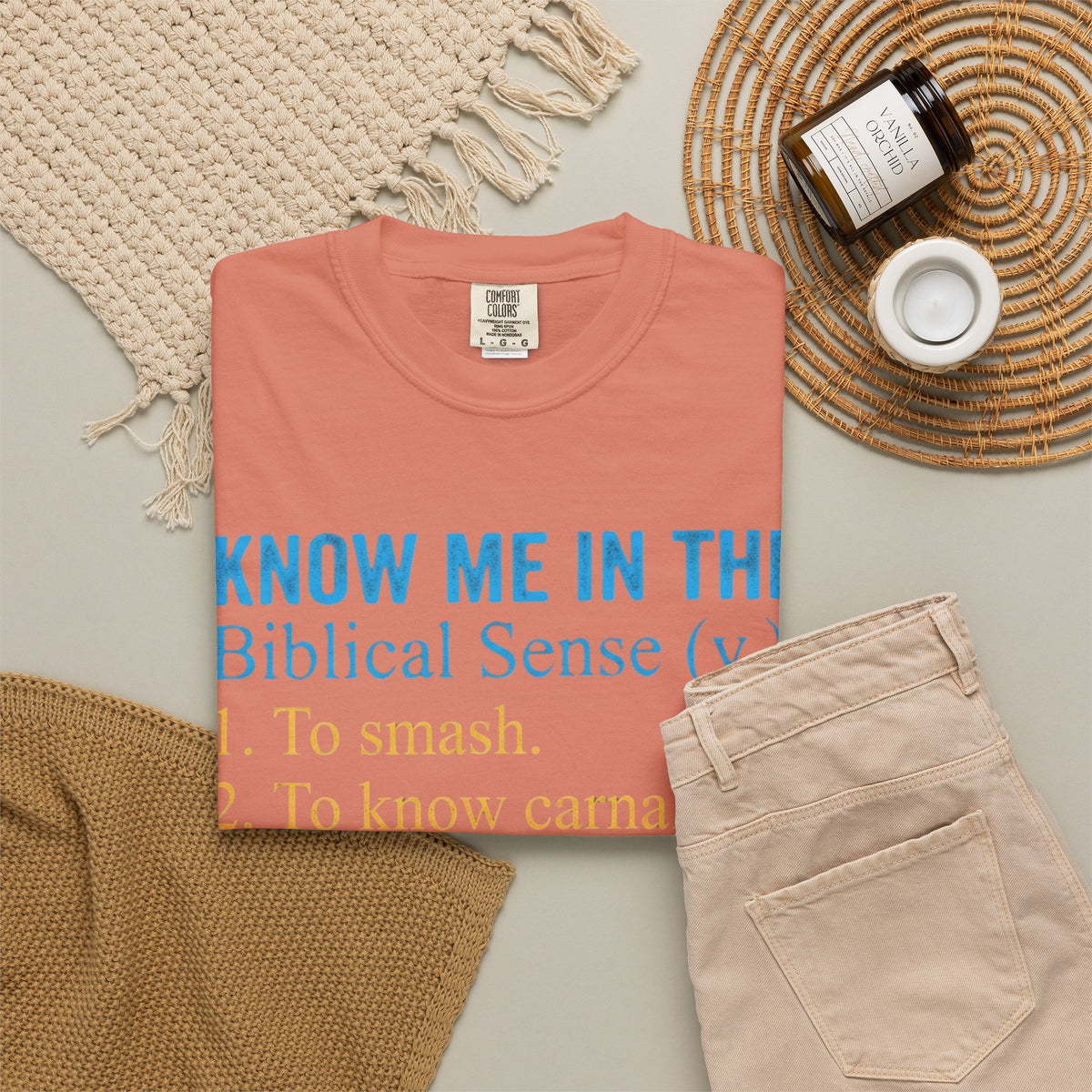 "Good Book Series Know Me In The Biblical Sense" Unisex Garment-Dyed Tee