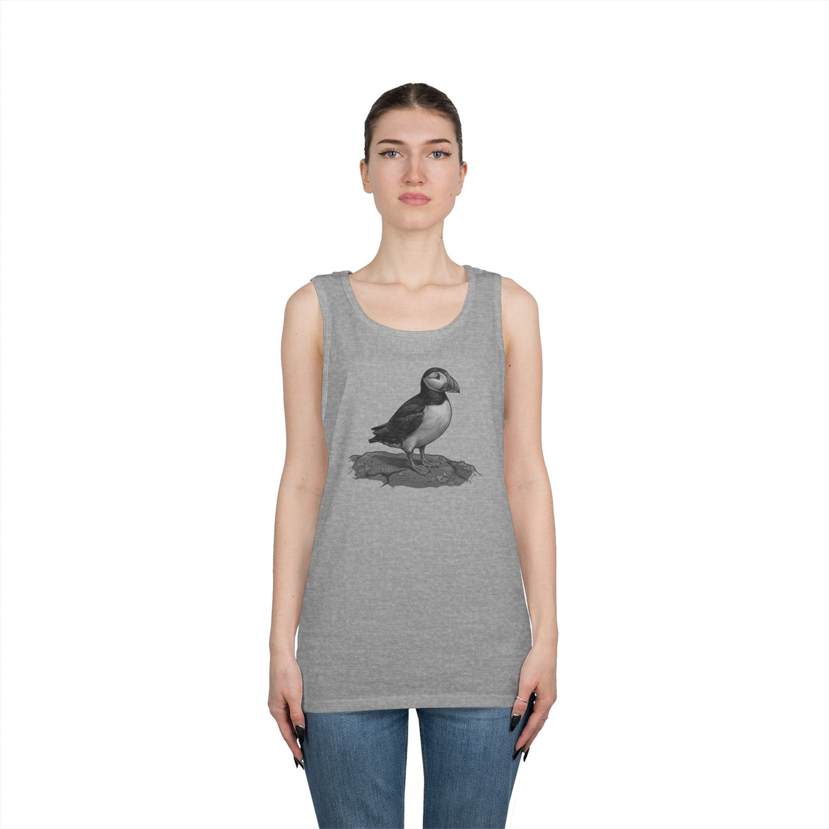 "Pencil Sketch Art Puffin" Tank Top