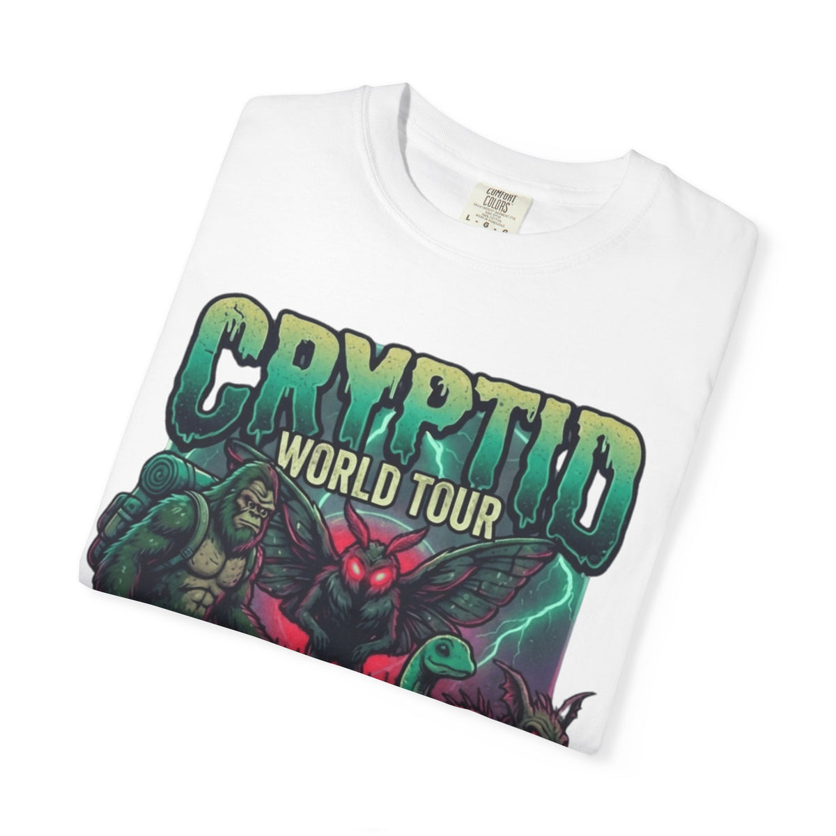 "Puzizia (Global-Cryptid Mashup) Cryptid World Tour" Unisex Garment-Dyed Tee