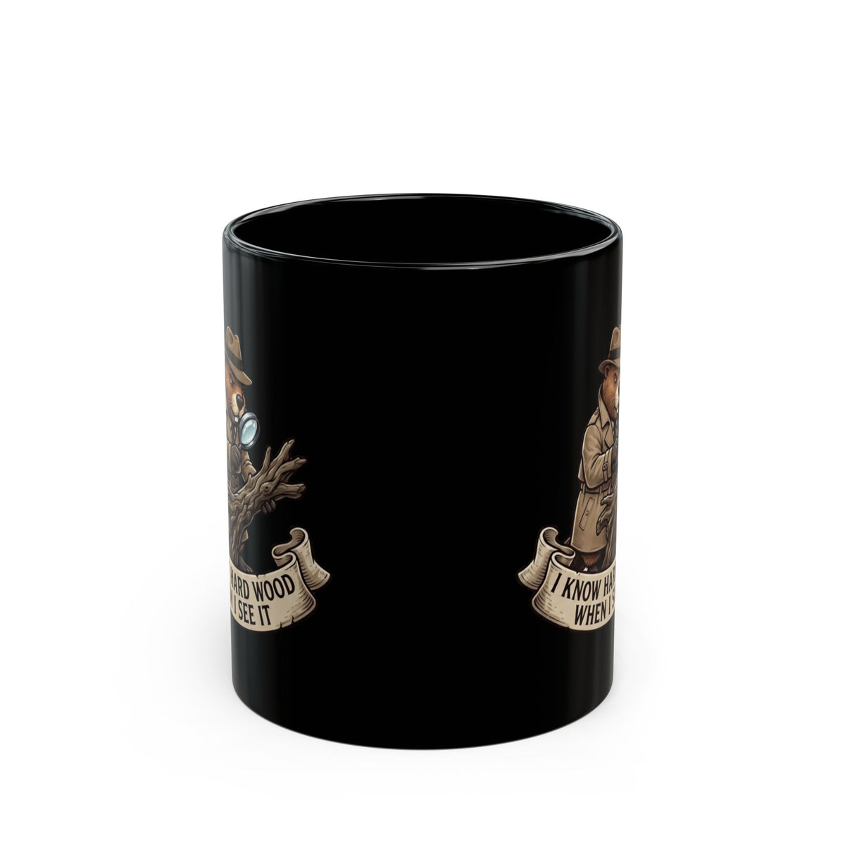 "I Know Hard Wood" Black Ceramic Mug