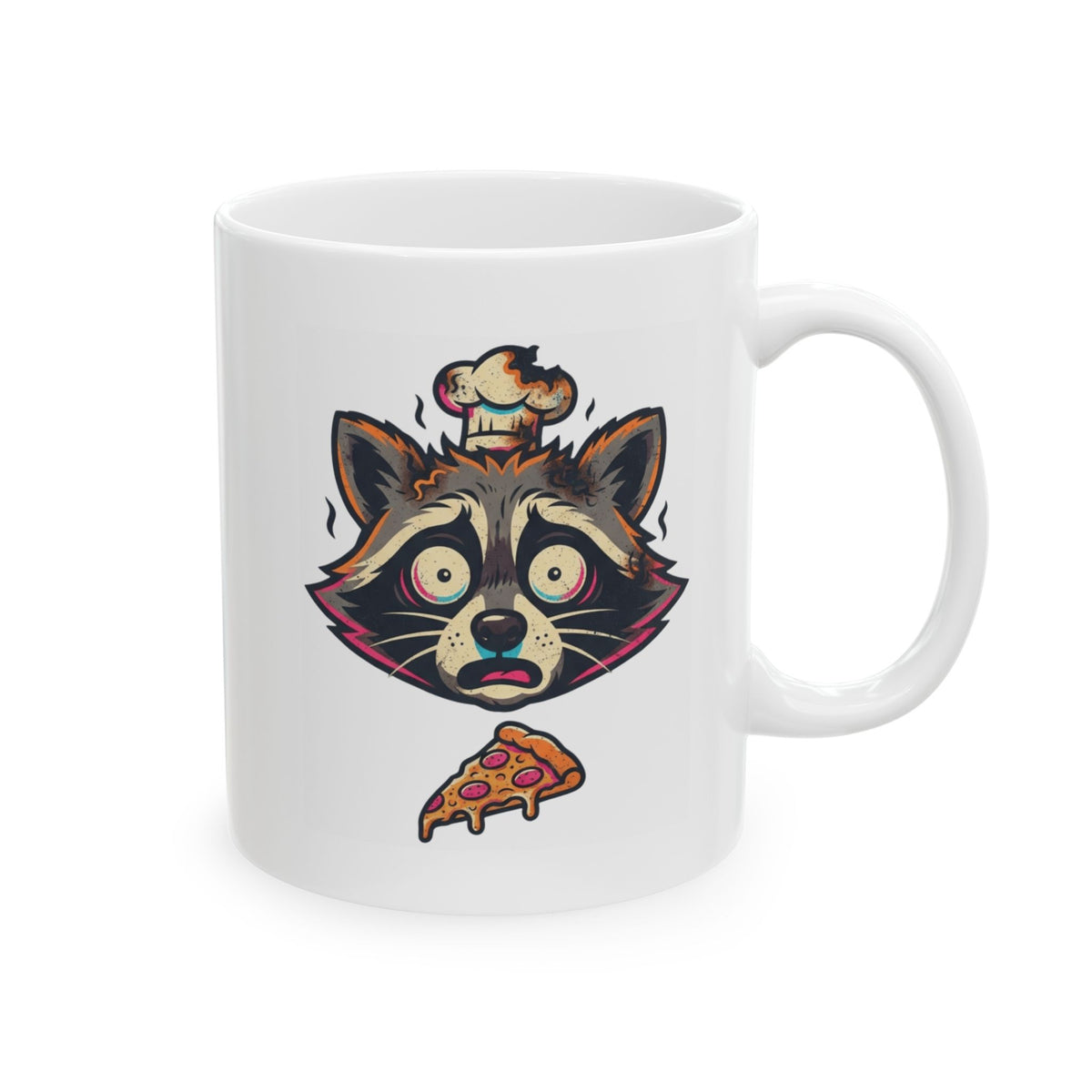 "Frozen Pizza in a Hot Oven" White Ceramic Mug — Graphic