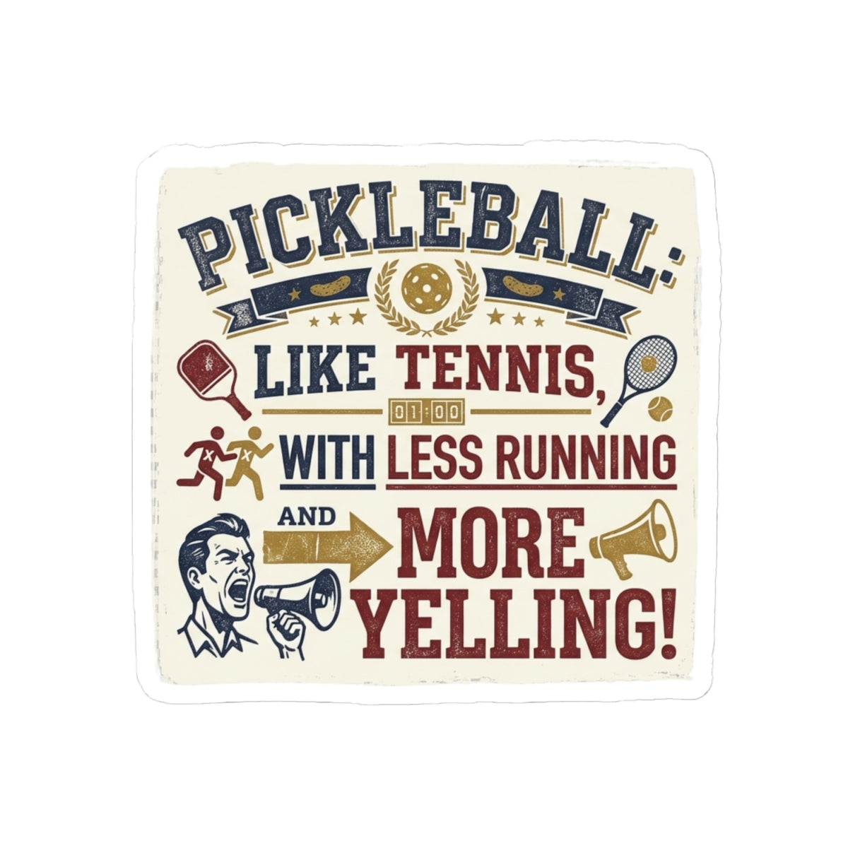 Pickleball: Tennis for People Who Gave Up | Kiss-Cut Sticker — AttitudeShirts