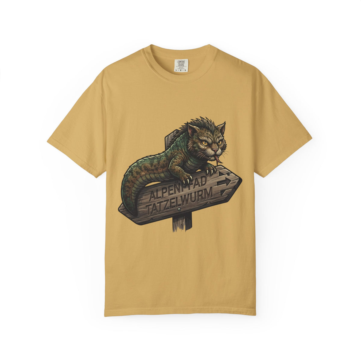 Color: Mustard | Tatzelwurm (Alpine Europe) Unisex Garment-Dyed Tee