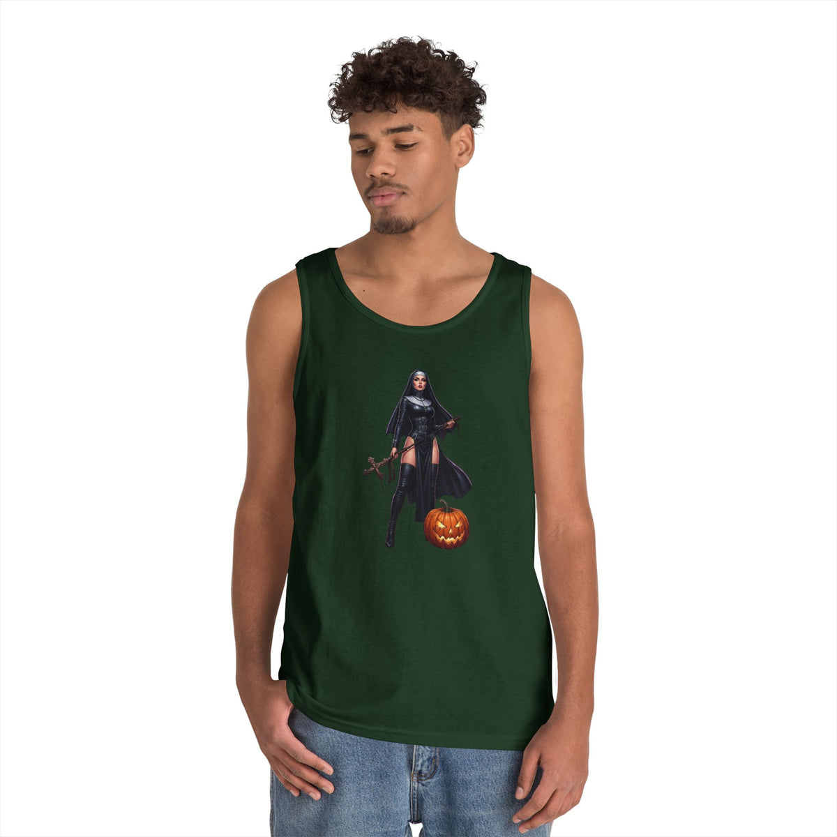 Color: Forest Green | Sexy Halloween Nun Tank Top