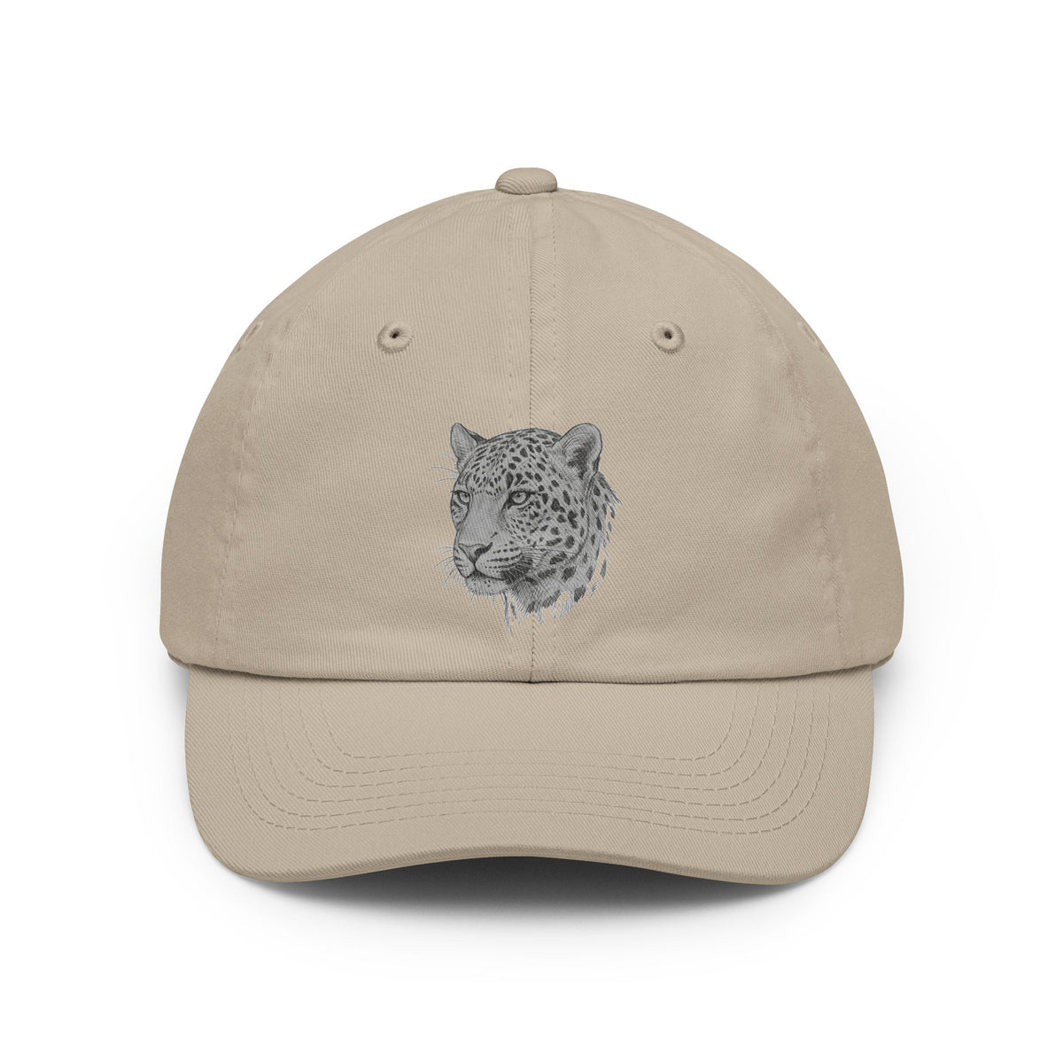 Color: Stone | Pencil Sketch Art Leopard Dad Hat — Graphic
