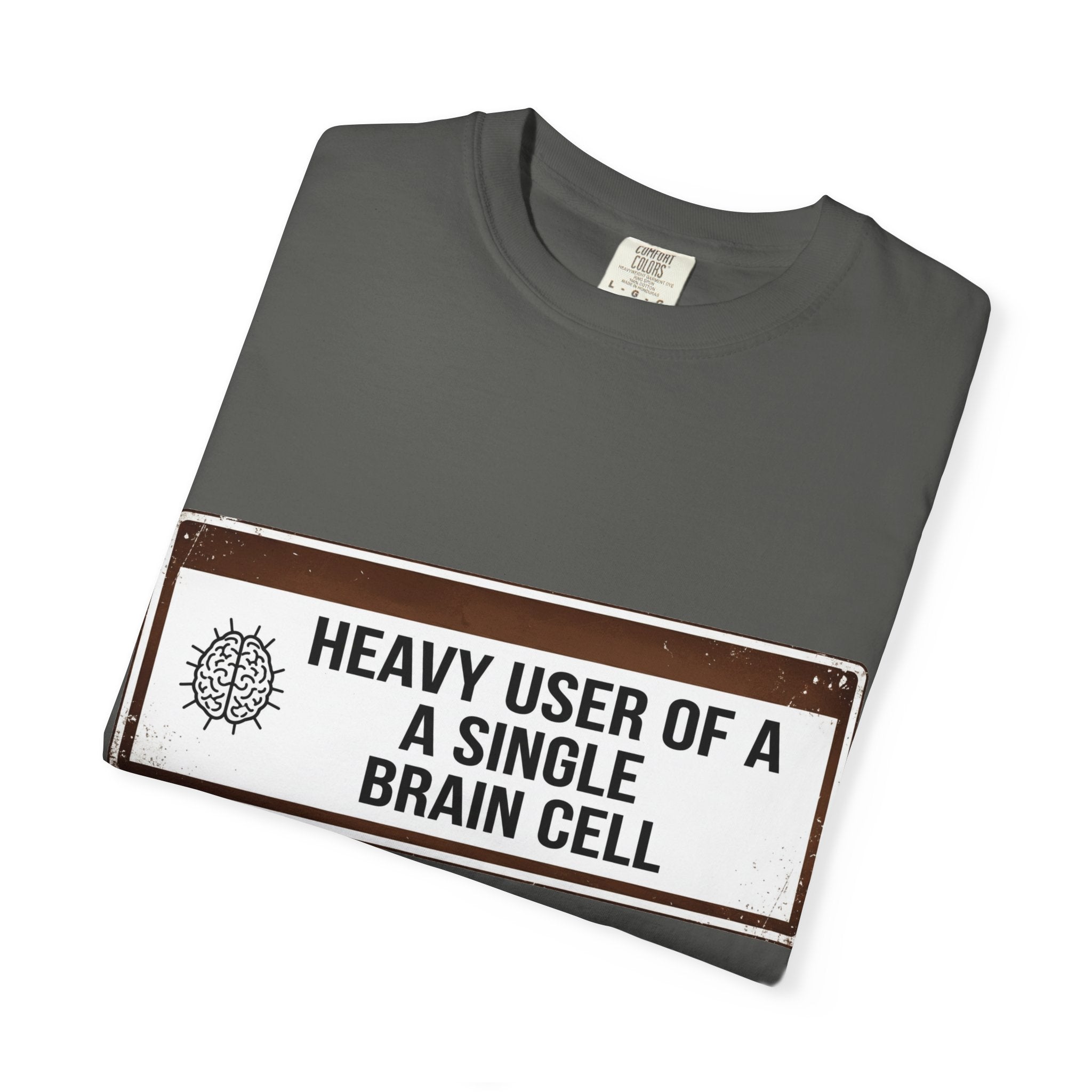 “Heavy User of a Single Brain Cell” Unisex Garment-Dyed T-shirt