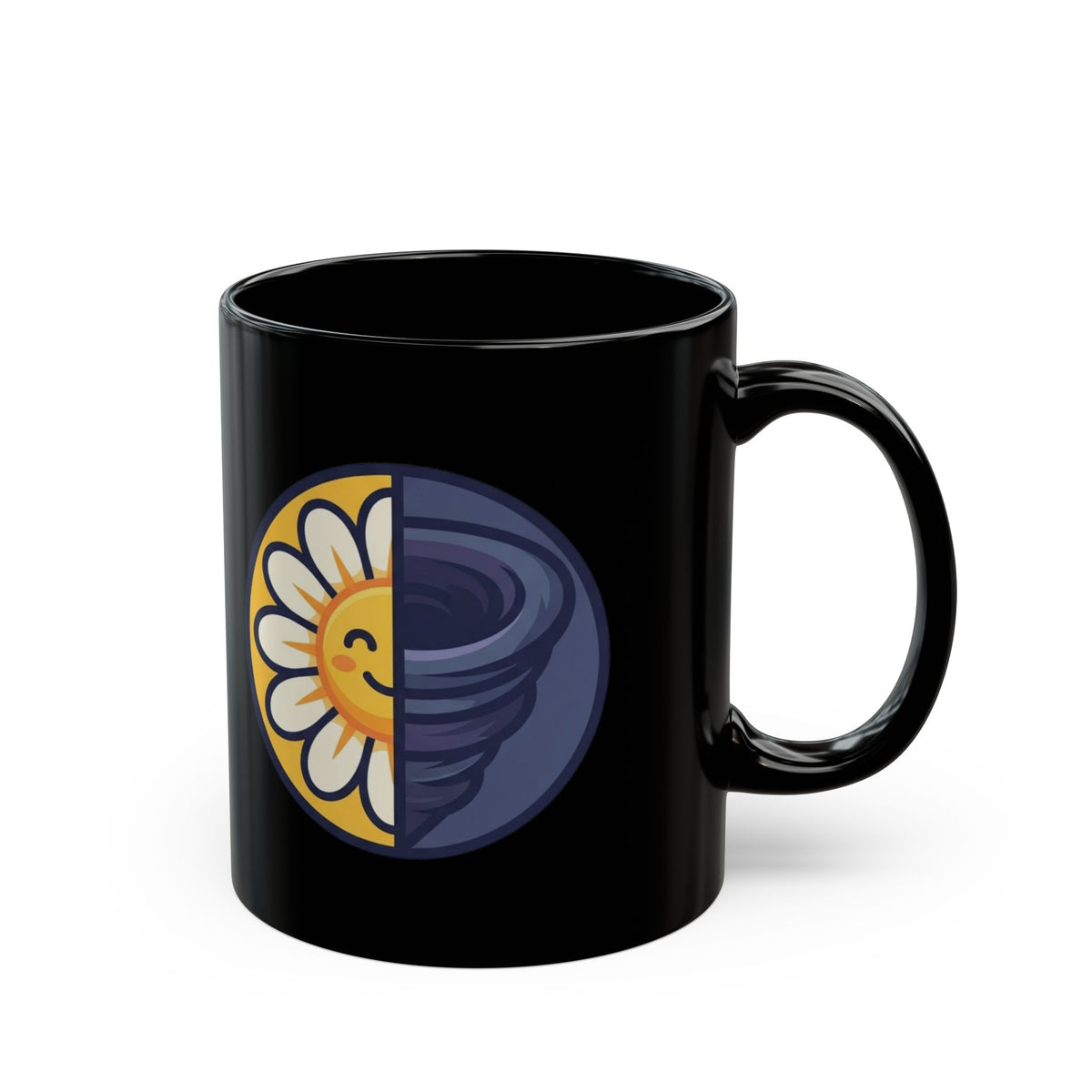 "Sunshine Mixed With A Little Hurricane" Black Ceramic Mug — Graphic