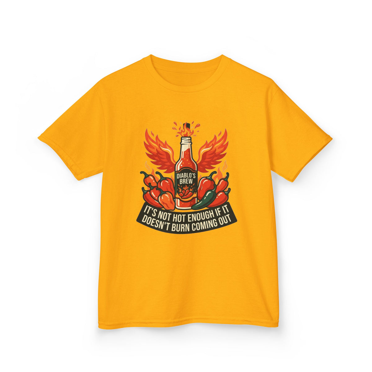 Color: Gold | Burns Coming Out Kids Tee