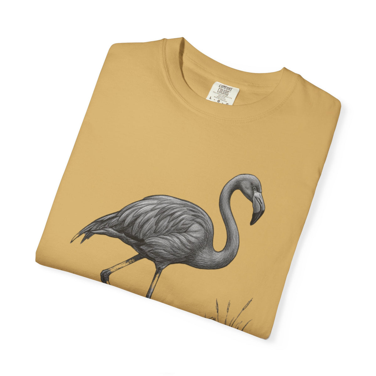"Pencil Sketch Art Flamingo" Unisex Garment-Dyed Tee