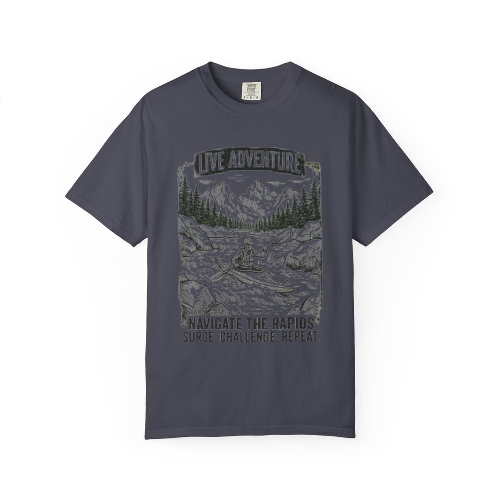 "Live Adventure - Kayak" Unisex Garment-Dyed Tee