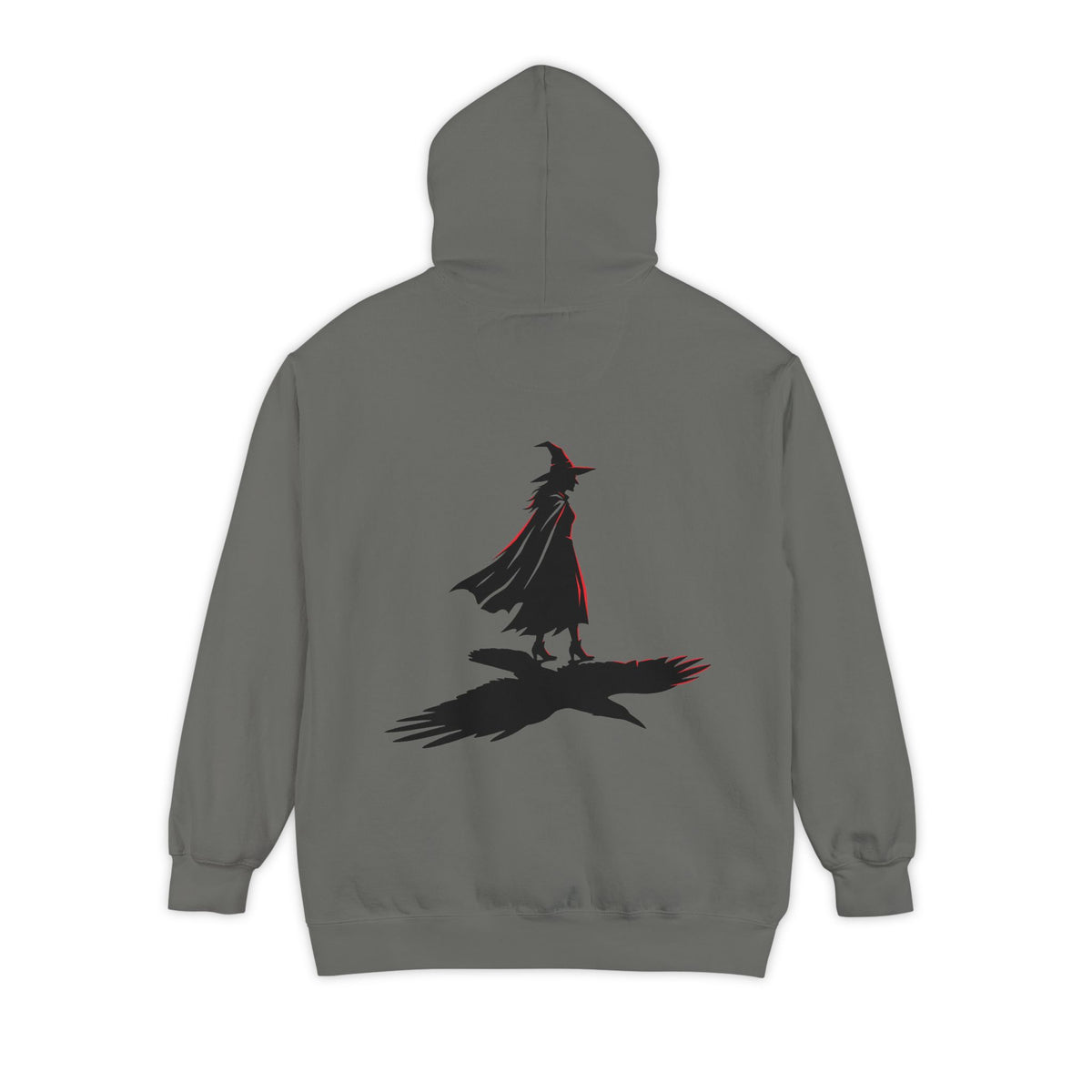 Color: Grey | Witch With Raven Shadow Garment-Dyed Hoodie