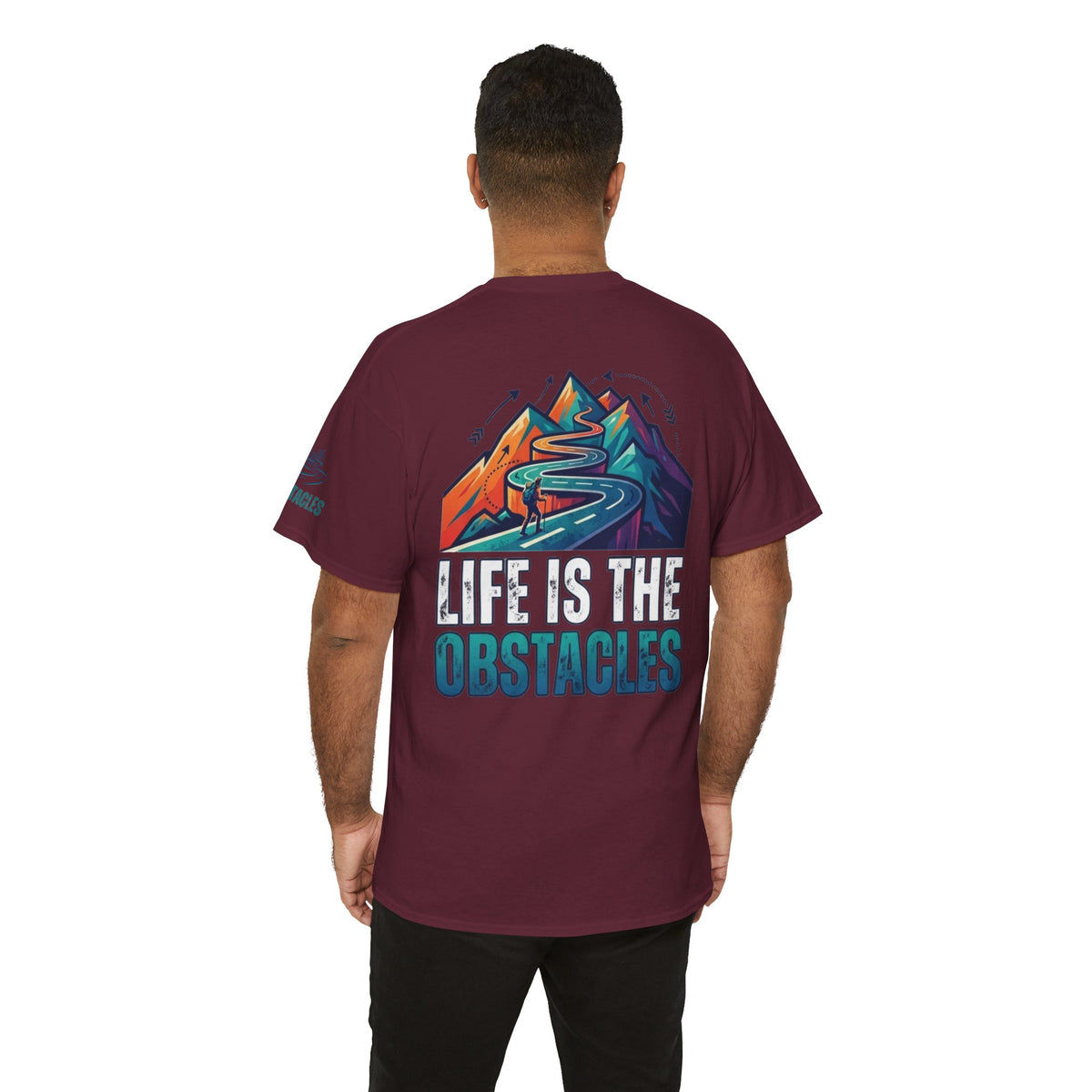Color: Maroon | Life Is The Obstacles Premium Graphic Tee