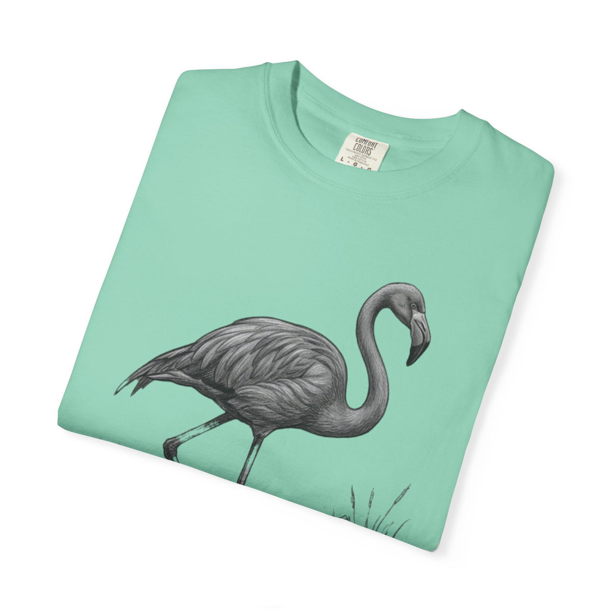 "Pencil Sketch Art Flamingo" Unisex Garment-Dyed Tee