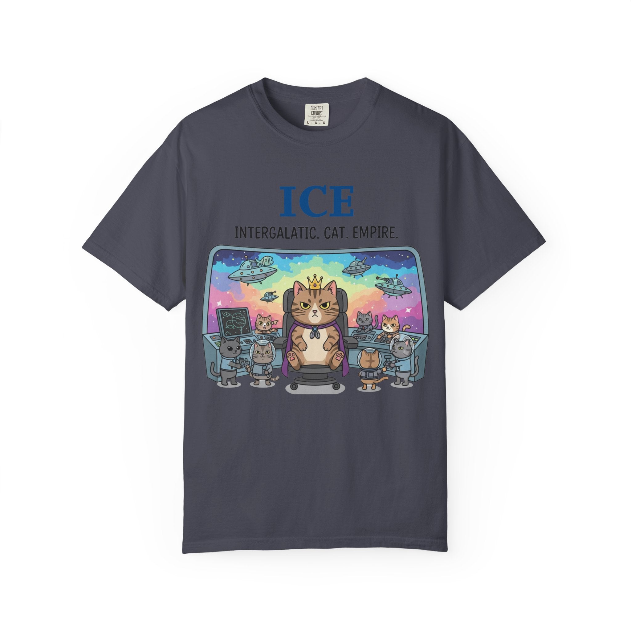 "ICE (Intergalactic Cat Empire)" Unisex Garment-Dyed T-shirt