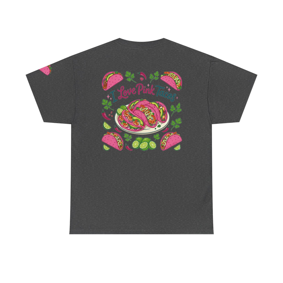 Color: Dark Heather | I Love Pink Tacos Premium Graphic Tee
