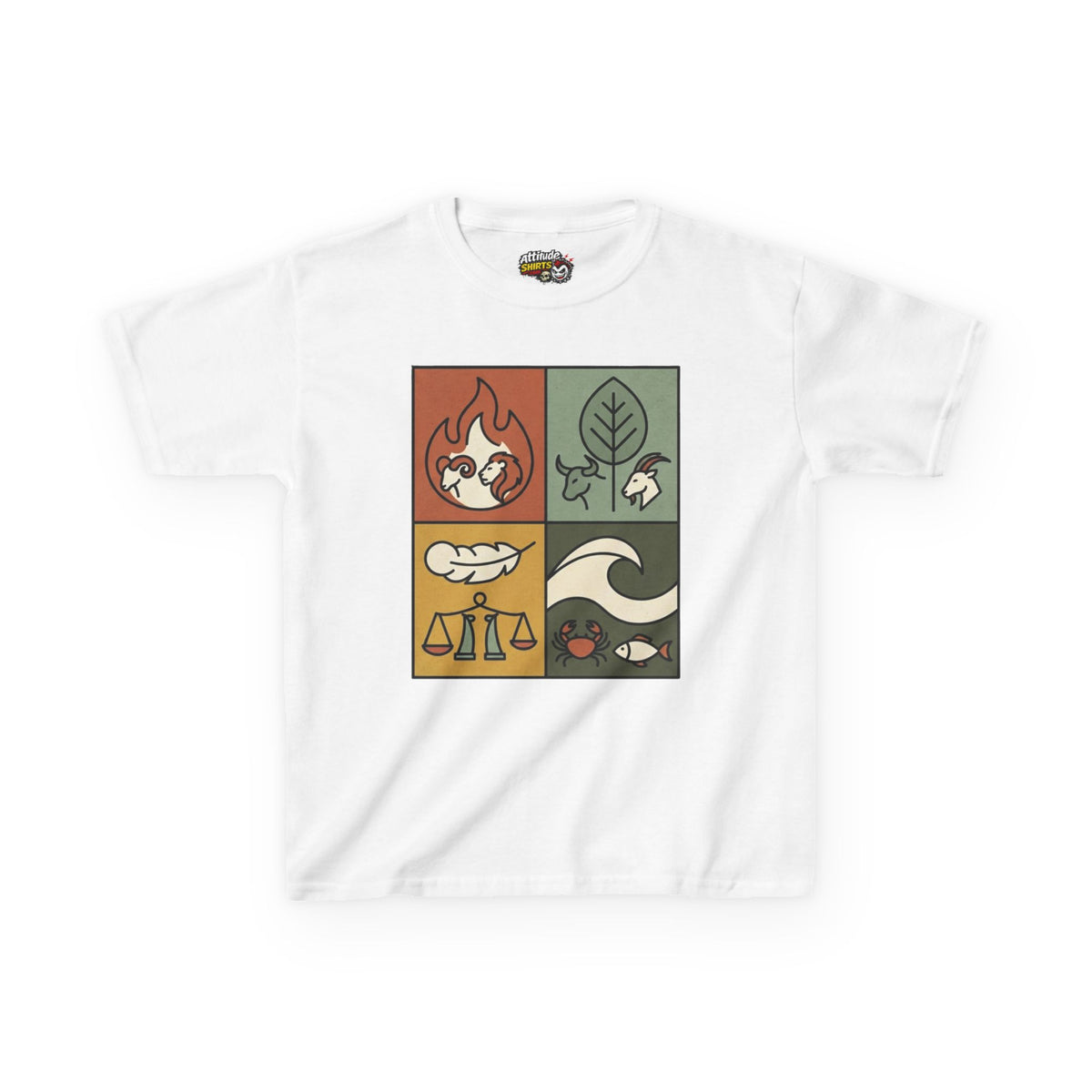 "Four Elements- Fire, Earth, Air, Water" Kids Tee