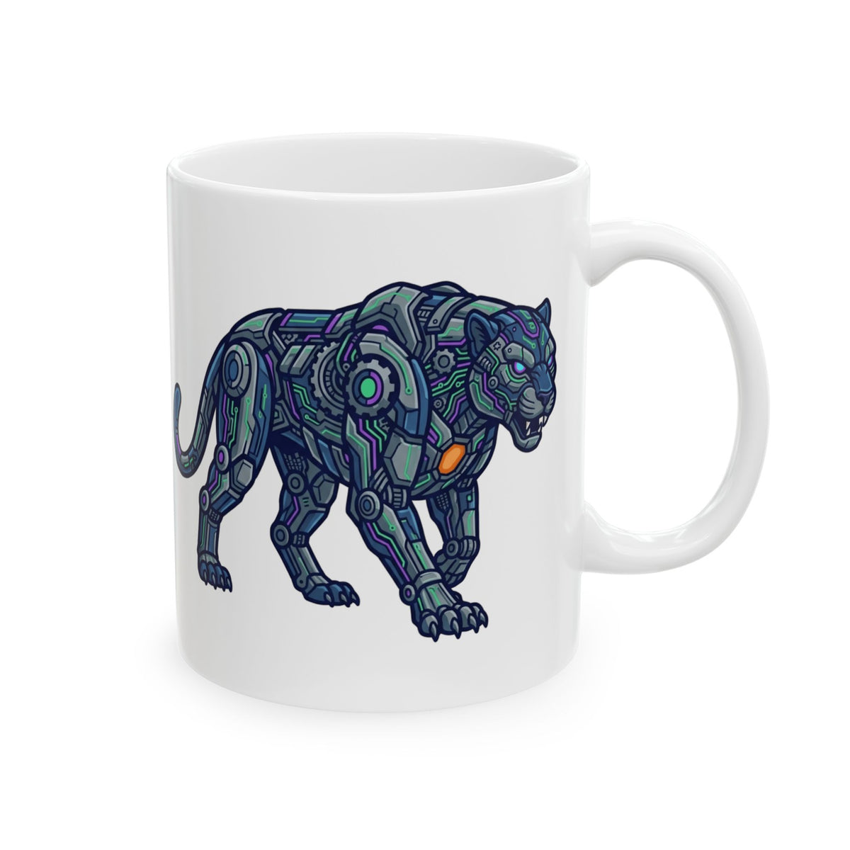 "Cyber Panther" White Ceramic Mug