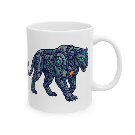 "Cyber Panther" White Ceramic Mug