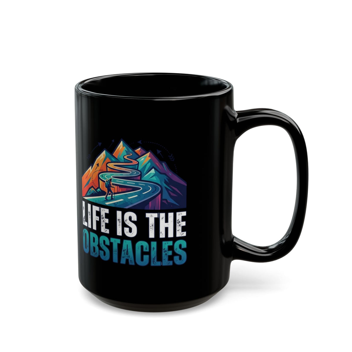 "Life Is The Obstacles" Black Ceramic Mug