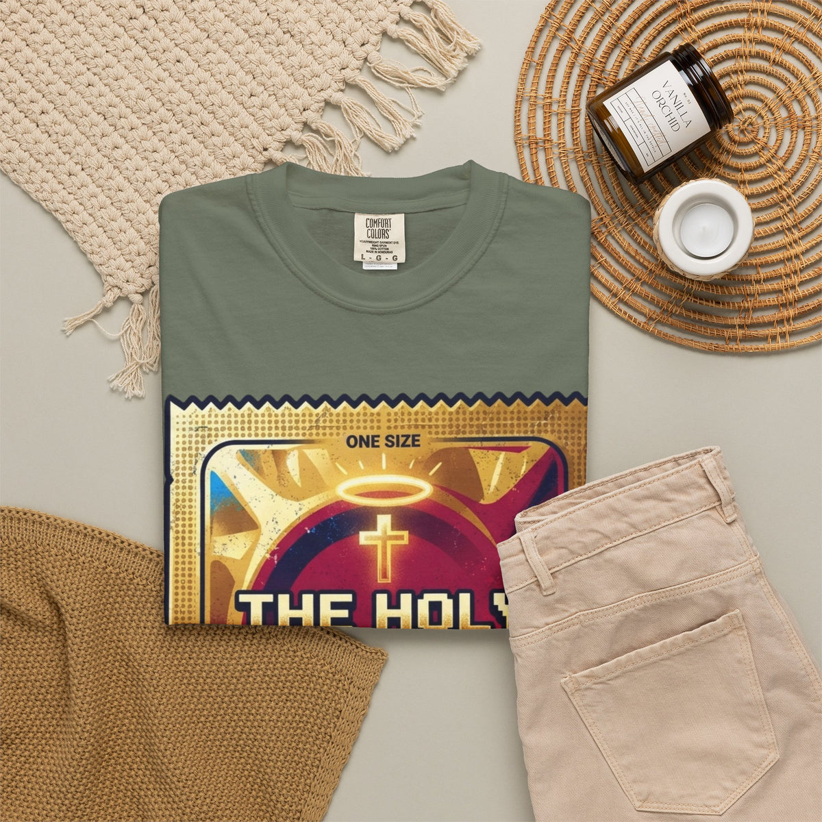 "Good Book Series The Holy Shield" Unisex Garment-Dyed Tee