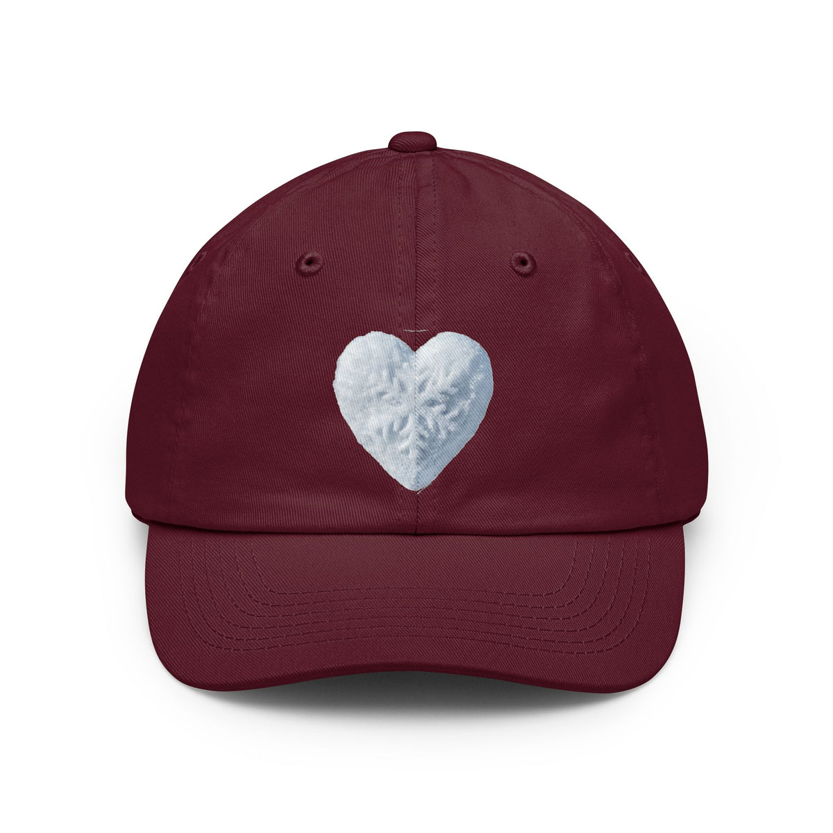 Color: Maroon | I Love Snow Dad Hat — Graphic