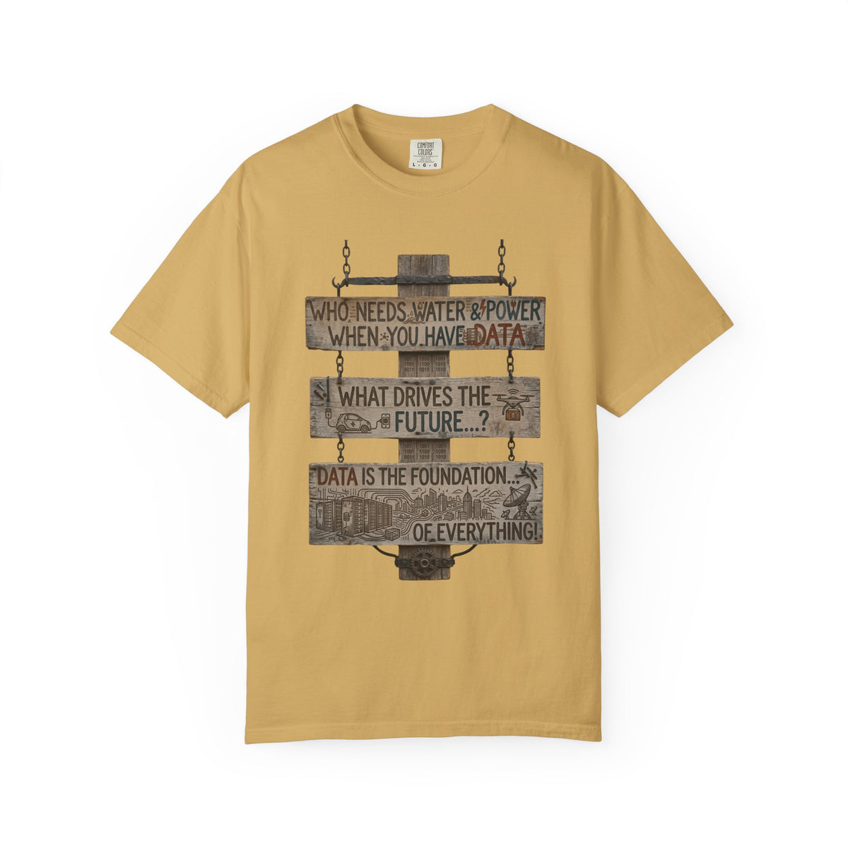 Color: Mustard | Who Needs Water and Power Unisex Garment-Dyed T-shirt
