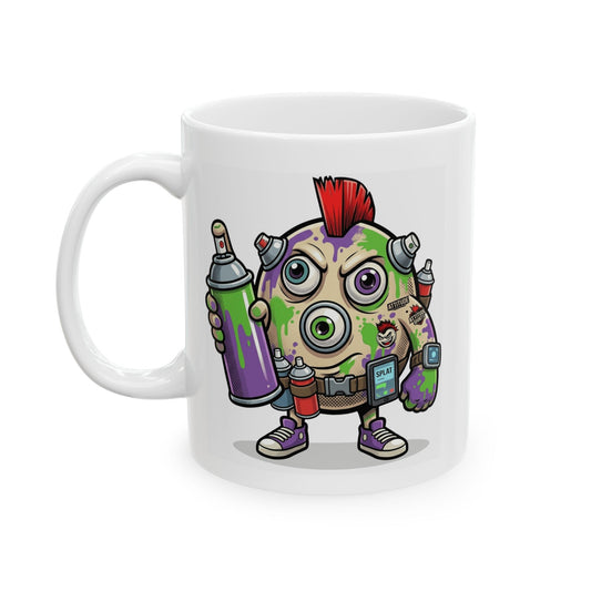 "Graffiti" White Ceramic Mug