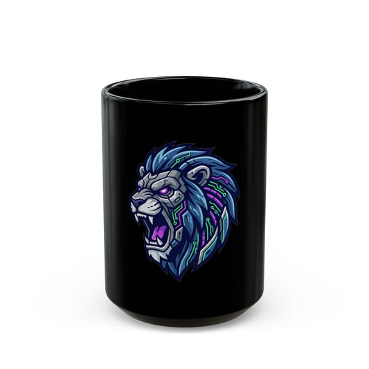 "Cyber Lion" Black Ceramic Mug — Graphic