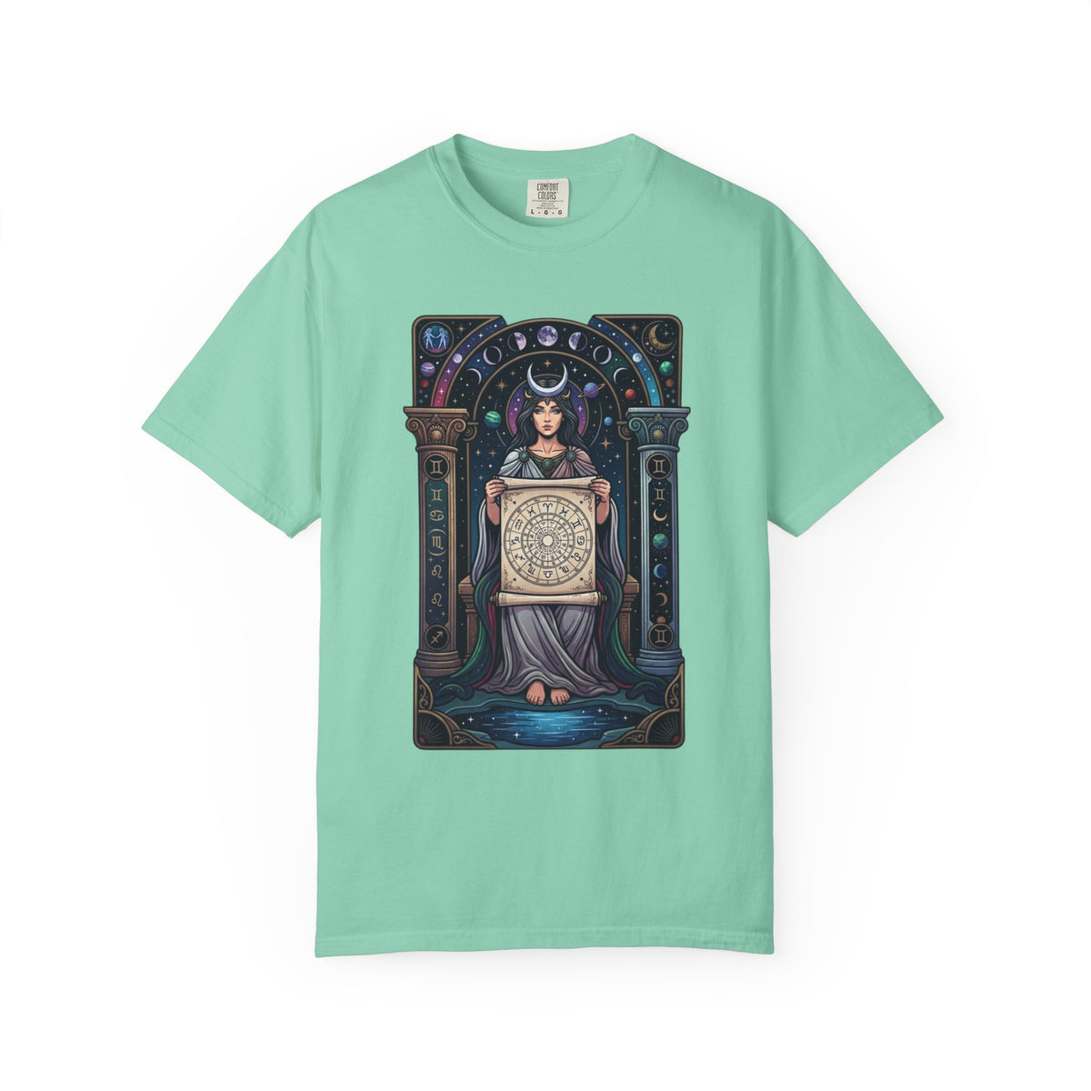 "The Cosmic Tarot (High Priestess)" Unisex Garment-Dyed Tee