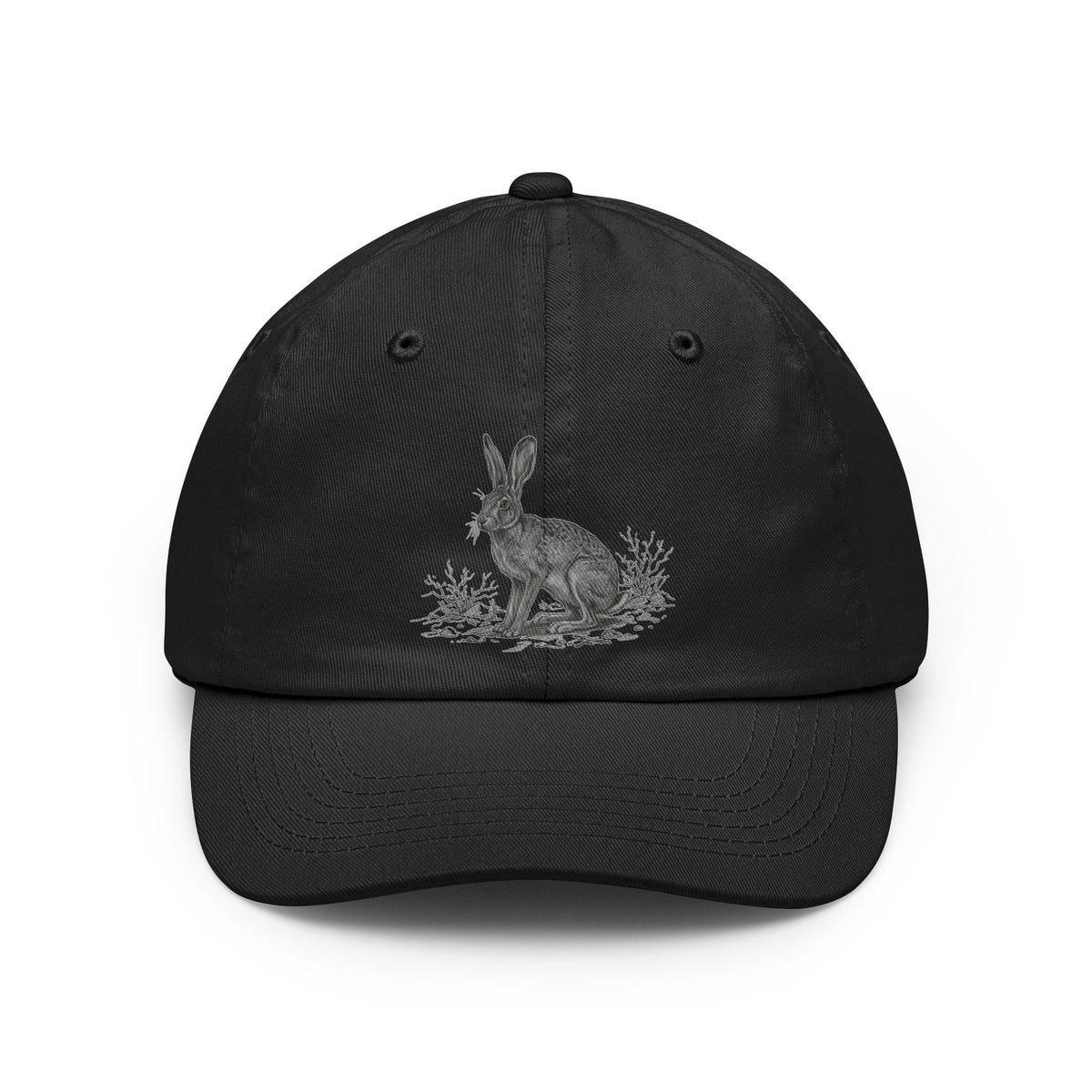 Color: Black | Pencil Sketch Art Jack Rabbit Dad Hat