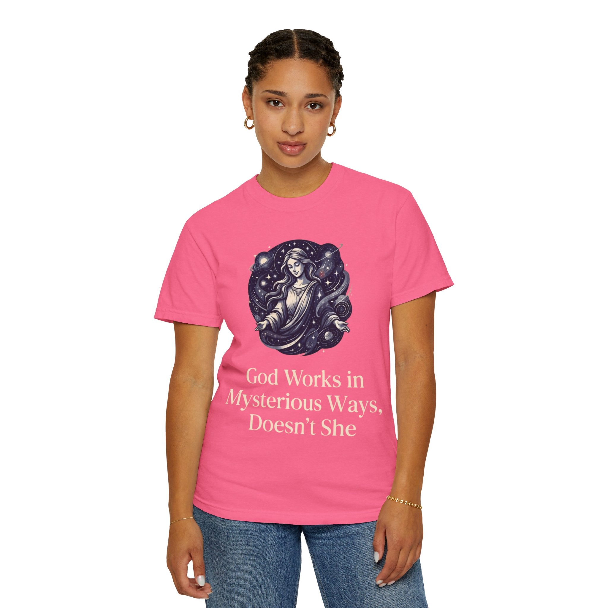 "God Works in Mysteroius Ways" Unisex Garment-Dyed Tee