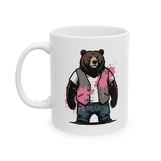 "Real Men Eat Pink" White Ceramic Mug — Graphic