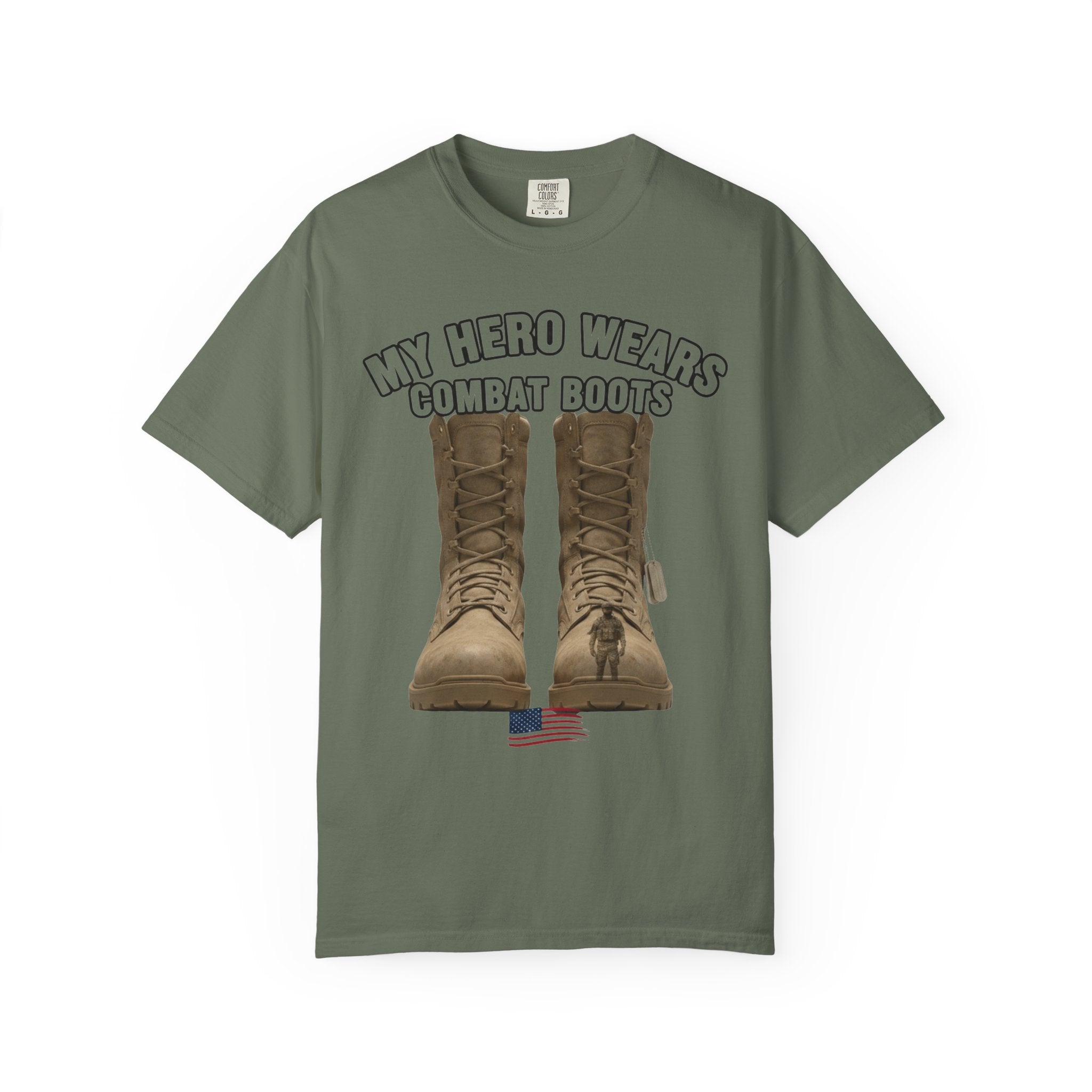 "My Hero Wears Combat Boots" Unisex Garment-Dyed T-shirt