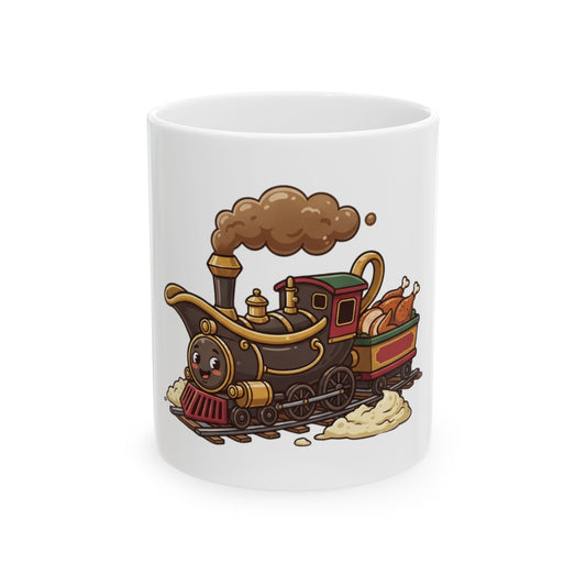 "Next Stop Food Coma" White Ceramic Mug — Graphic