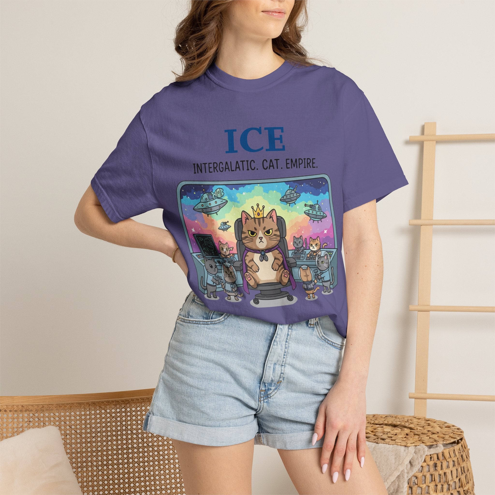 "ICE (Intergalactic Cat Empire)" Unisex Garment-Dyed T-shirt