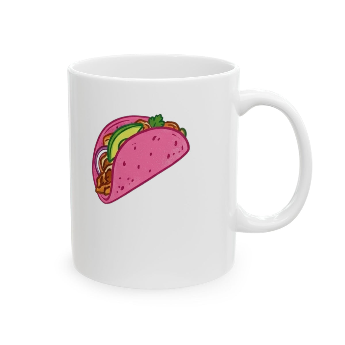 "I Love Pink Tacos" White Ceramic Mug — Graphic