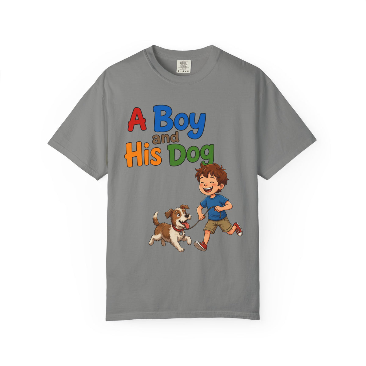 Color: Granite | A Boy And His Dog Unisex Garment-Dyed Tee