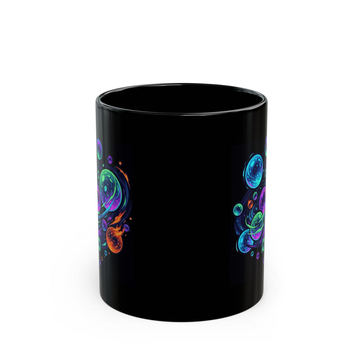 "MinMin Lights (Australian Folklore)" Black Ceramic Mug — Graphic