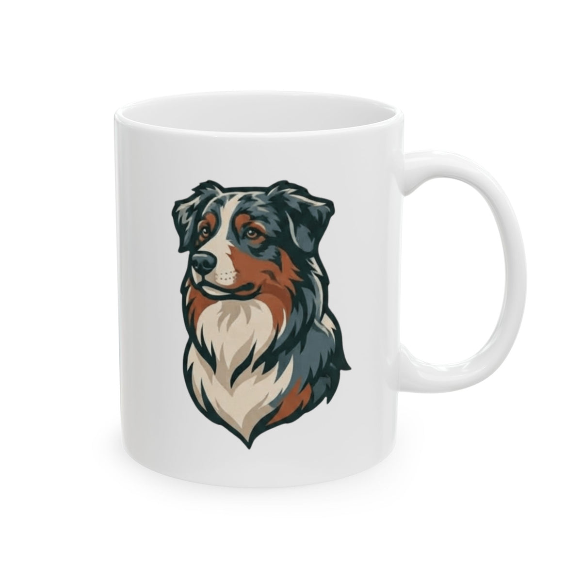 "Australian Sheperd" White Ceramic Mug — Graphic