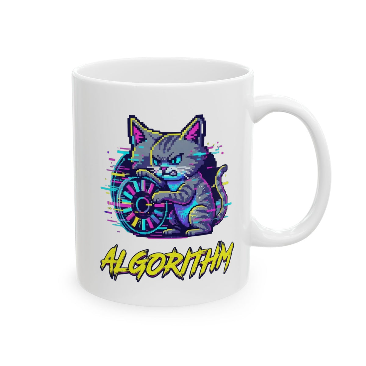 "Keep Calm And Blame The Algorithm" White Ceramic Mug — Graphic